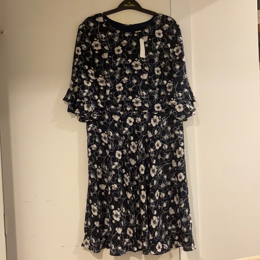 Brooks Brothers navy blue flower dress